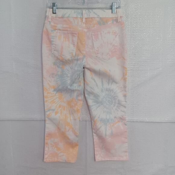Chicos Girlfriend Slim Leg Capri Pants Size 00/XS Pastel Tie Dye Perfect Stretch - Picture 2 of 10